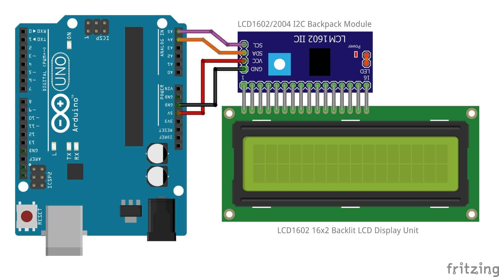 Arduino I2C Use, I2C/SPI LCD Backpack